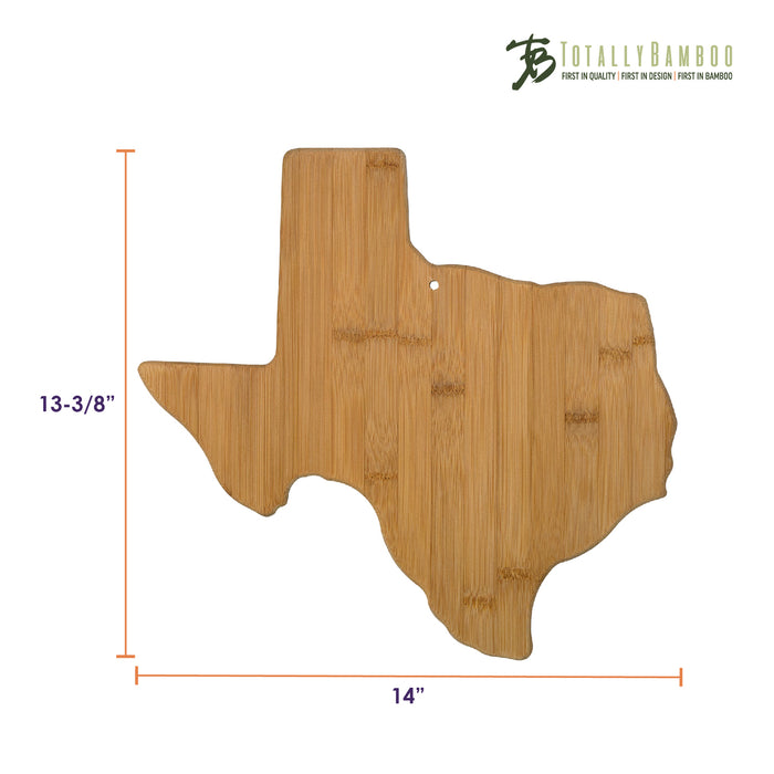 Texas State Shaped Bamboo Serving and Cutting Board