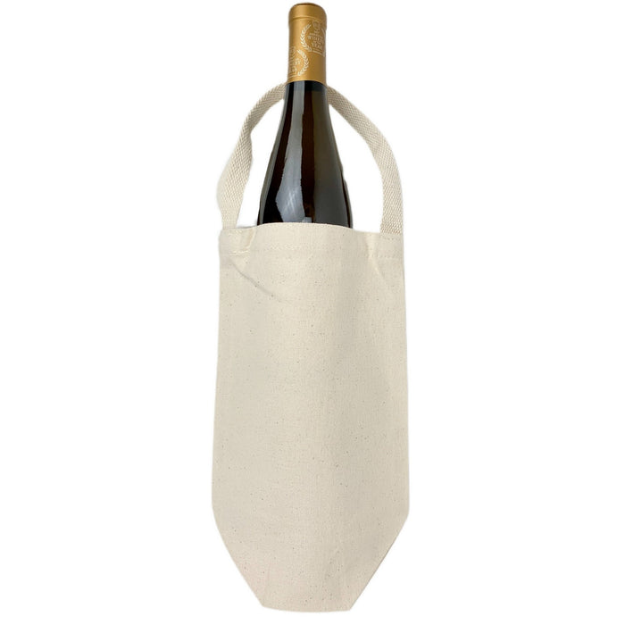 One Bottle Wine Tote Bag - 12 Oz Natural Canvas (7 x 11 x 3)