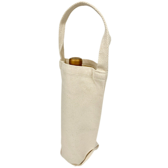 One Bottle Wine Tote Bag - 12 Oz Natural Canvas (7 x 11 x 3)