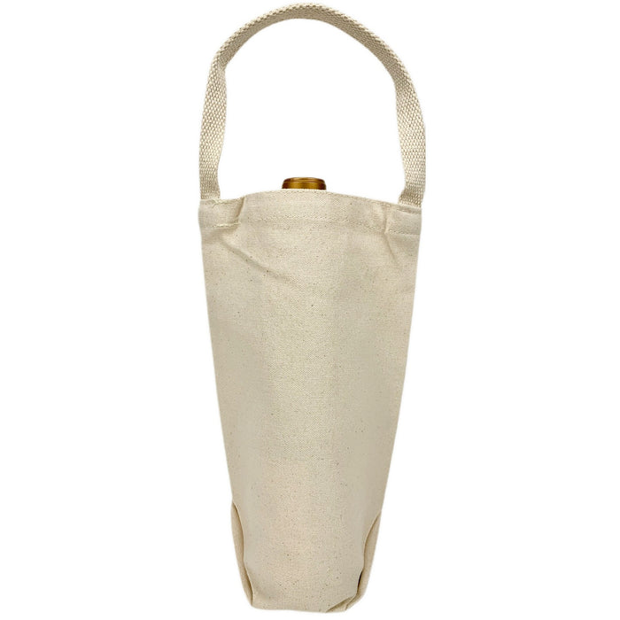 One Bottle Wine Tote Bag - 12 Oz Natural Canvas (7 x 11 x 3)