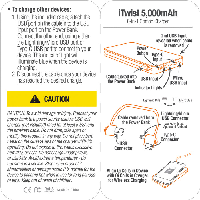 iTwist 5,000mAh 8-in-1 Combo Charger