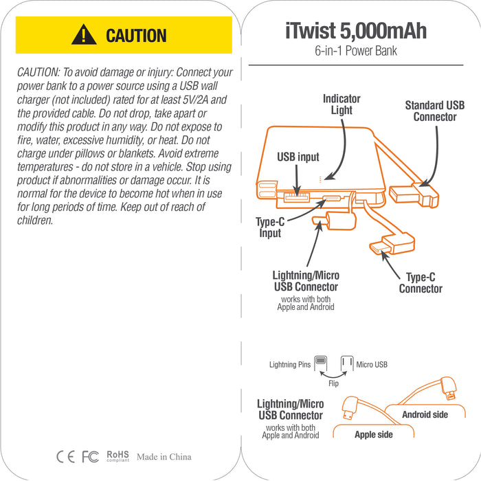 iTwist 5,000mAh 6-in-1 Power Bank