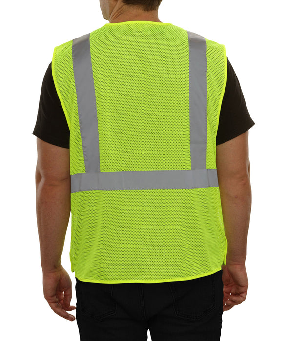 Economy Safety Vest: Hi-Vis Vest: 5pt Breakaway Mesh: ANSI 2