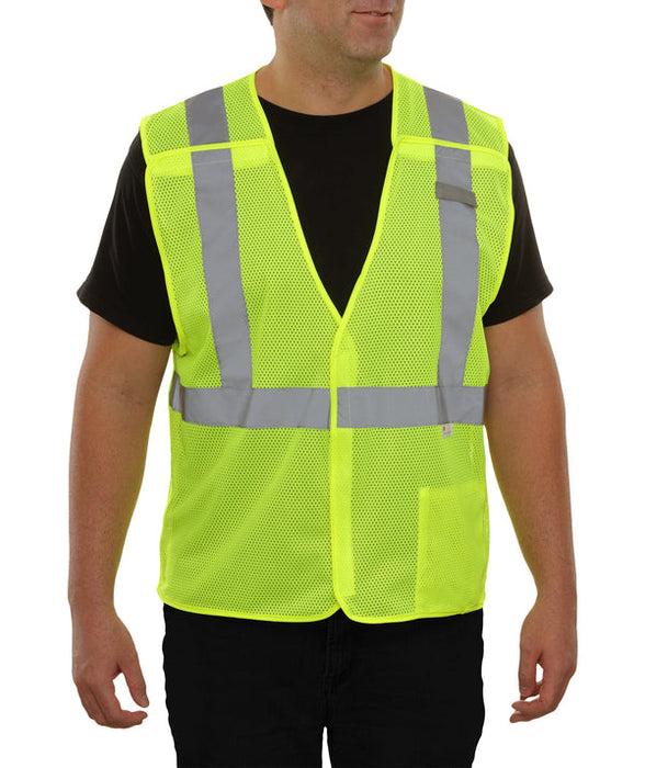 Economy Safety Vest: Hi-Vis Vest: 5pt Breakaway Mesh: ANSI 2