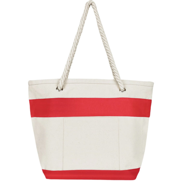 Beach Rope Tote Bag - 16 Oz Natural Canvas (18 x 13 x 7)