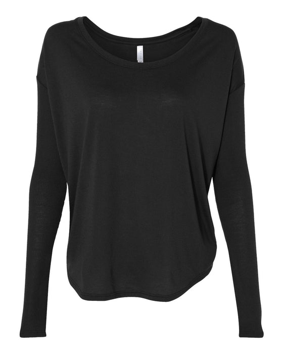 BELLA + CANVAS Women's Flowy 2x1 Ribbed Long Sleeve Tee