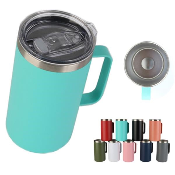 24 oz Large Insulated Coffee Mug With Handle and Lid