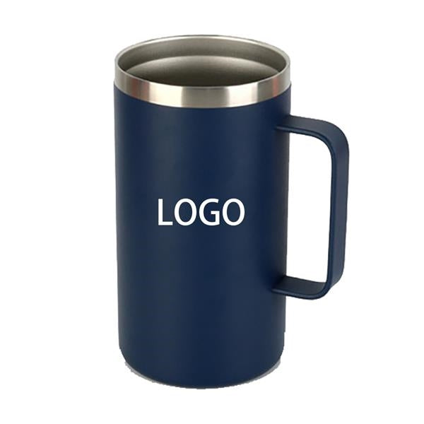 24 oz Large Insulated Coffee Mug With Handle and Lid