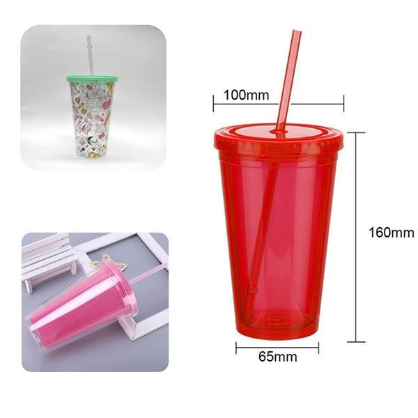 16 oz Double-Wall Tumbler with Straw