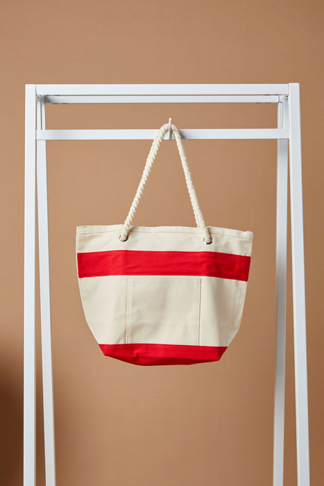 Beach Rope Tote Bag - 16 Oz Natural Canvas (18 x 13 x 7)