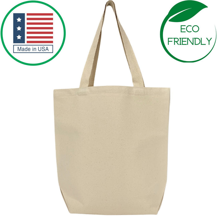 Made in USA Wide Convention Tote E2E - 12 Oz Natural Canvas (18 x 14 x 6)