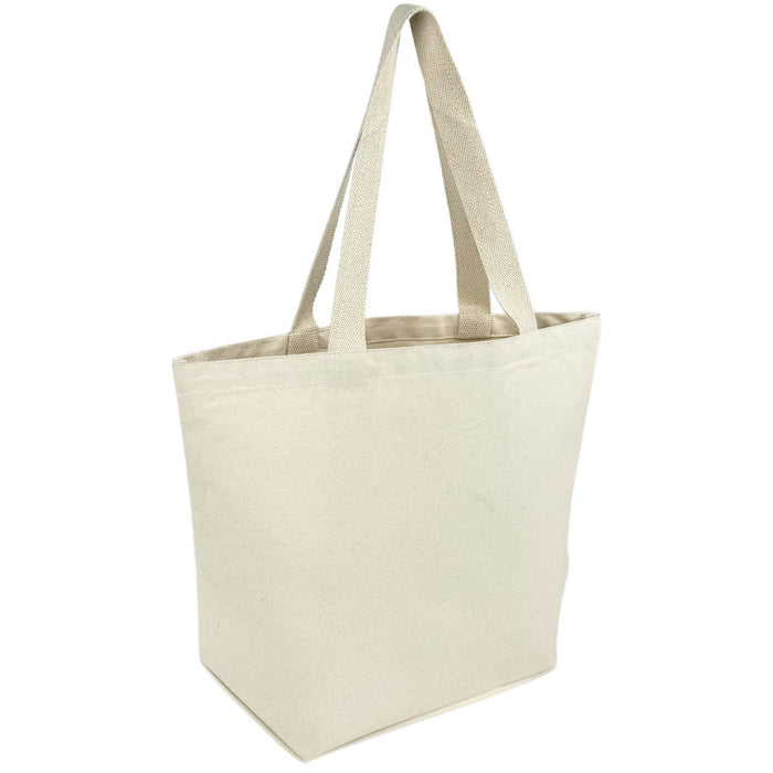 Made in USA Wide Convention Tote E2E - 12 Oz Natural Canvas (18 x 14 x 6)